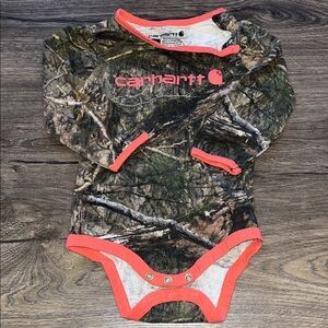 Carhartt pink & camo onesie size 12mo